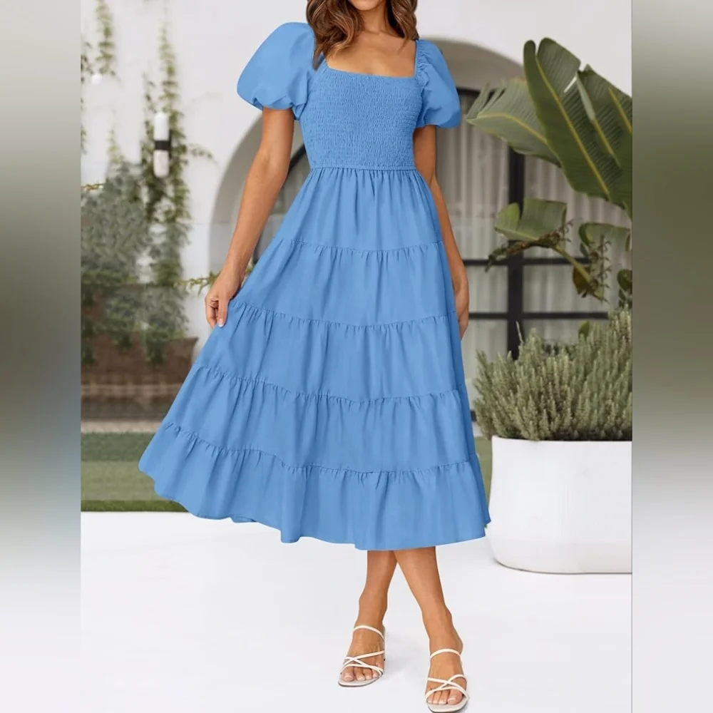 SALE🎉 Host Pick🎉 🌺 Beautiful Summer Ruffled Midi Dress 🌺 - Picture 4 of 11